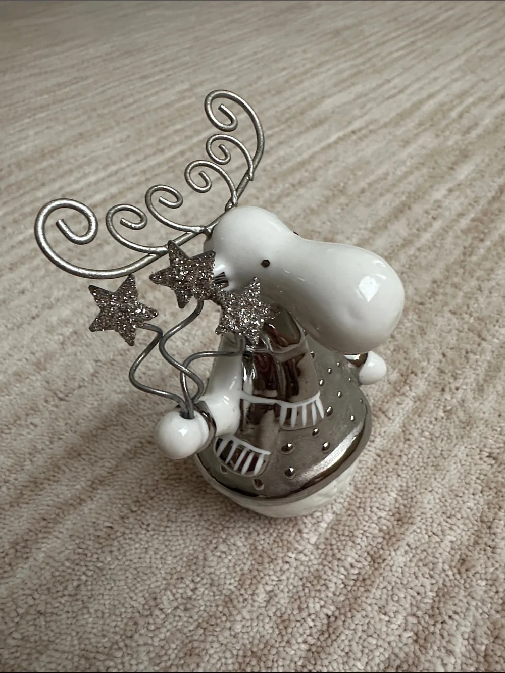 Pier 1 Imports Moose Figurine Silver White Ceramic Figurine 4.5